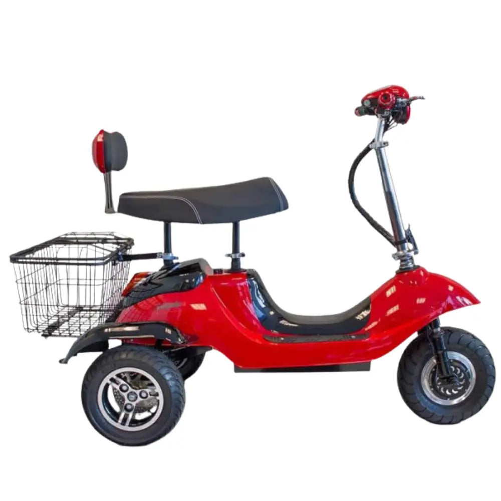 th-150-elektricheska-trikolka-lqva-strana-profil-chervena-mobility-scooter-komfort-sedeshka-bagajnik-koshnica-bulgaria-dostavka
