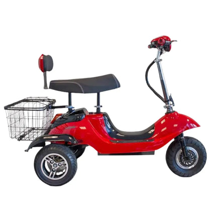 th-150-elektricheska-trikolka-lqva-strana-profil-chervena-mobility-scooter-komfort-sedeshka-bagajnik-koshnica-bulgaria-dostavka