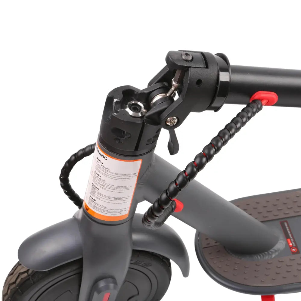 xiaomi-t4-m350-elektricheska-trotinetka-app-elektricheski-skuter-predna-chast-kormilo-warning-etiket-spiralen-kabel